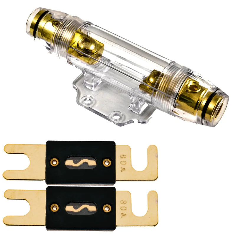 1 Position 1/0 & 4 Gauge ANL Fuse Holder with 2 Pack Gold Plated 80-500 Amp ANL Fuse The Wires Zone