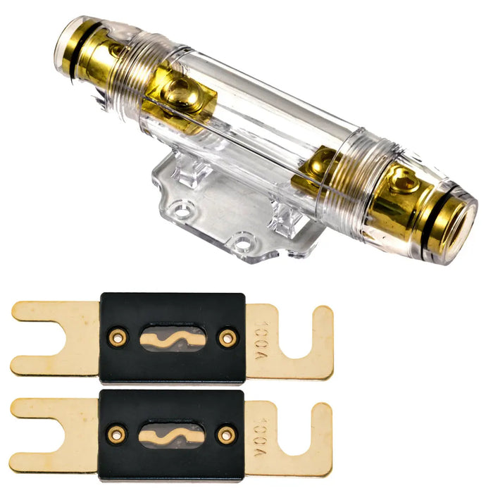 1 Position 1/0 & 4 Gauge ANL Fuse Holder with 2 Pack Gold Plated 80-500 Amp ANL Fuse The Wires Zone