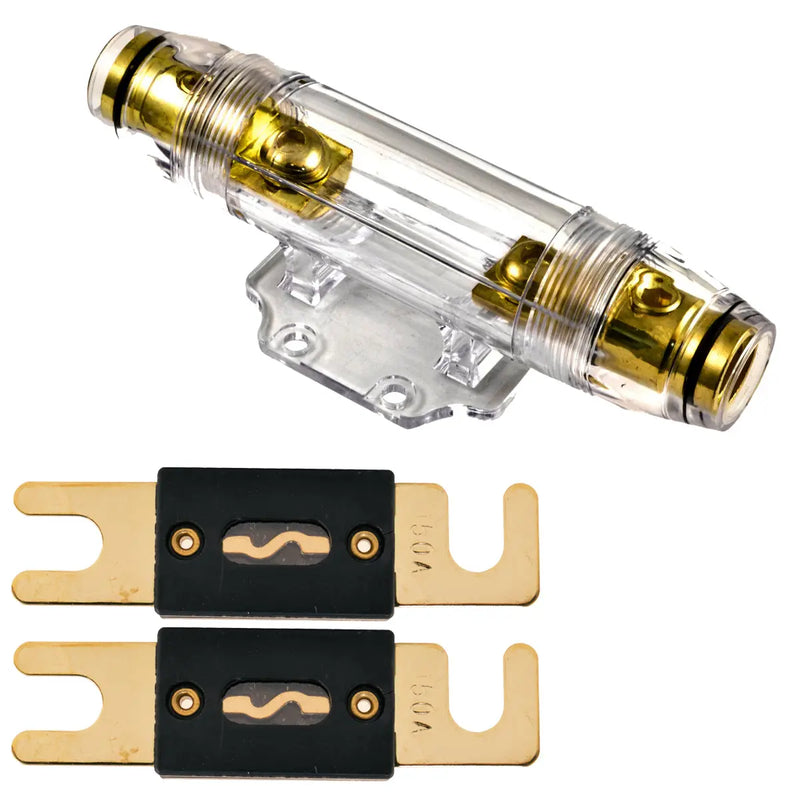 1 Position 1/0 & 4 Gauge ANL Fuse Holder with 2 Pack Gold Plated 80-500 Amp ANL Fuse The Wires Zone