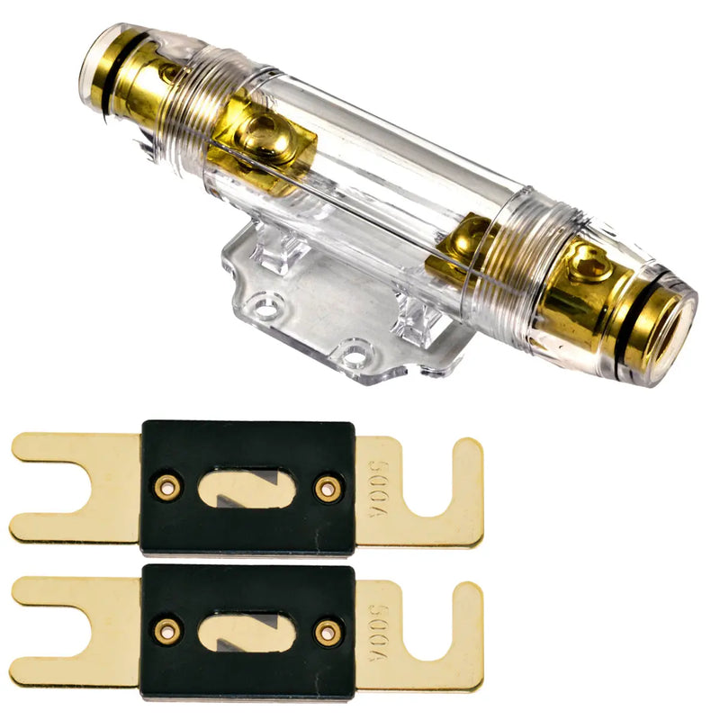 1 Position 1/0 & 4 Gauge ANL Fuse Holder with 2 Pack Gold Plated 80-500 Amp ANL Fuse The Wires Zone