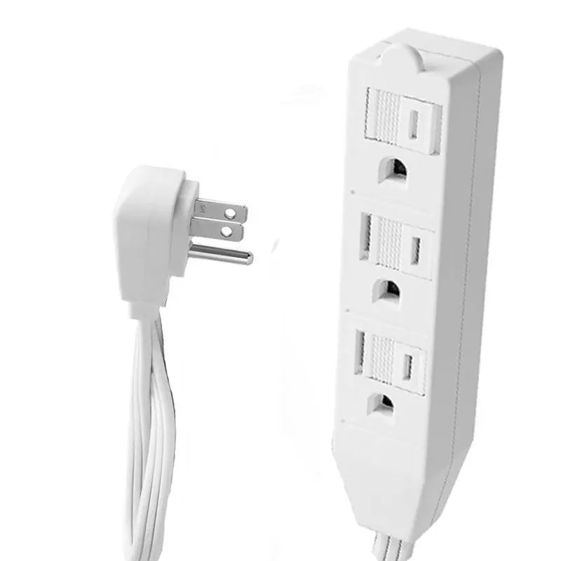 1.5 Feet White Heavy Duty Three Outlet Indoor Flat Plug Extension Cord The Wires Zone