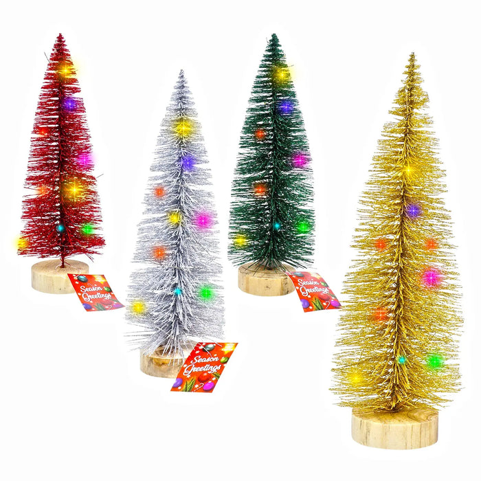 10" Mini Christmas Tree W/ LED Lights Holiday Decoration (4 Assortments) The Wires Zone
