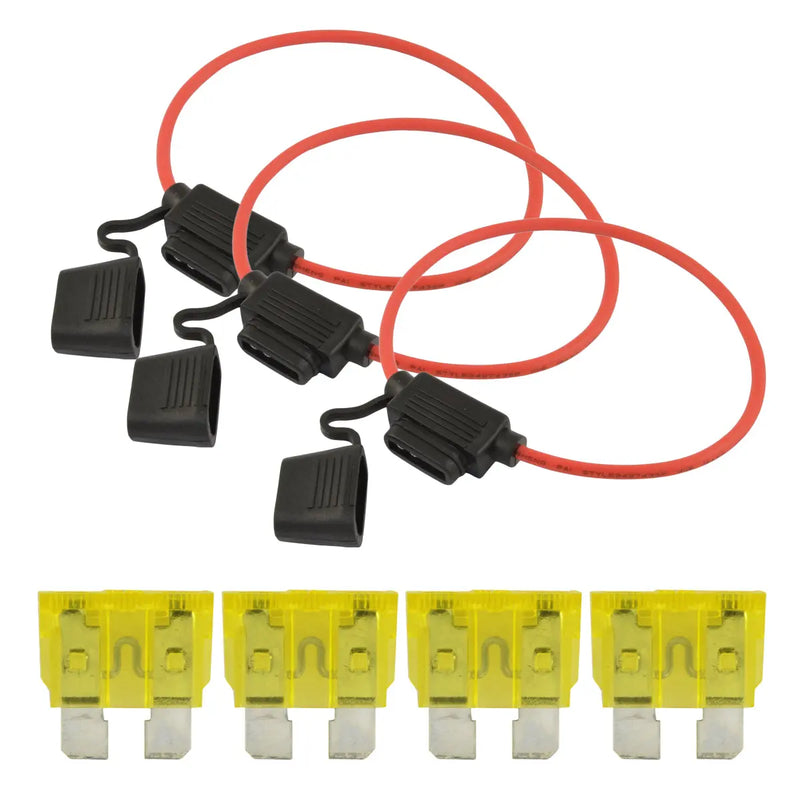 10 Pcs 12 Gauge Red Waterproof ATC Fuse Holder with 3A-40A Pack of 25 ATC Blade Style Fuses The Wires Zone