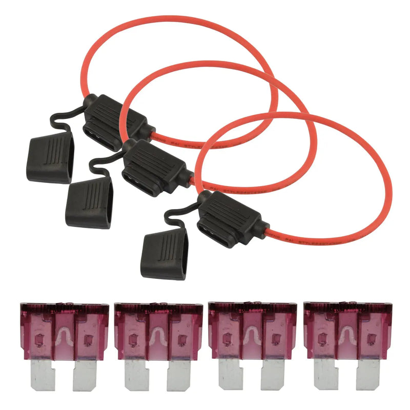 10 Pcs 12 Gauge Red Waterproof ATC Fuse Holder with 3A-40A Pack of 25 ATC Blade Style Fuses The Wires Zone