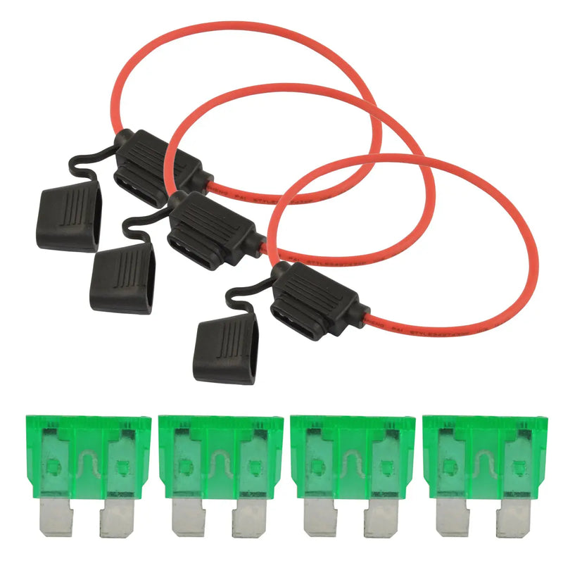 10 Pcs 12 Gauge Red Waterproof ATC Fuse Holder with 3A-40A Pack of 25 ATC Blade Style Fuses The Wires Zone