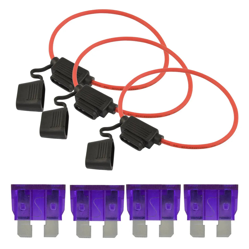 10 Pcs 12 Gauge Red Waterproof ATC Fuse Holder with 3A-40A Pack of 25 ATC Blade Style Fuses The Wires Zone