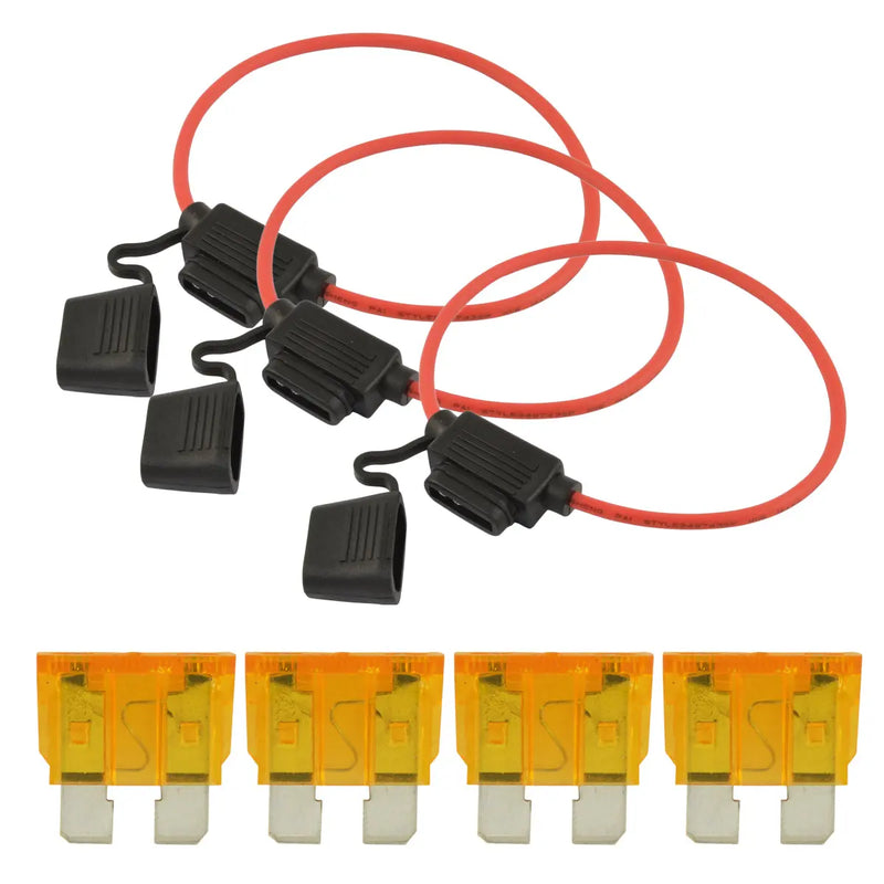 10 Pcs 12 Gauge Red Waterproof ATC Fuse Holder with 3A-40A Pack of 25 ATC Blade Style Fuses The Wires Zone
