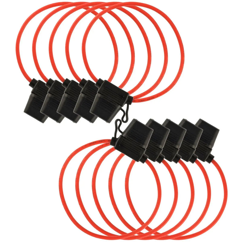 10 Pcs 12 Gauge Red Waterproof ATC Fuse Holder with 3A-40A Pack of 25 ATC Blade Style Fuses The Wires Zone