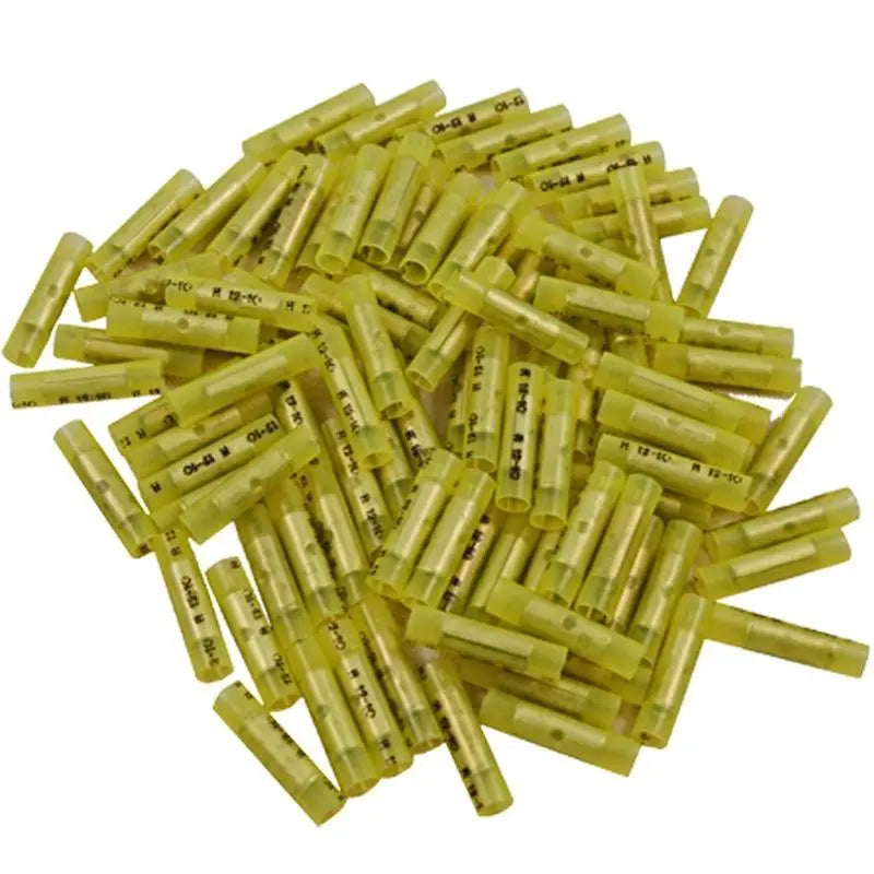 100 Pack YNBC Yellow Nylon 12-10 Gauge Butt Connectors Crimp Terminals The Wires Zone