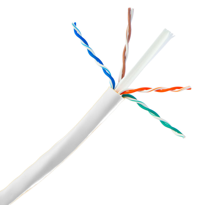 Bulk Cat6 UTP 1000ft CCA Ethernet Cable 23 AWG Pull Box Indoor Network Installations - White