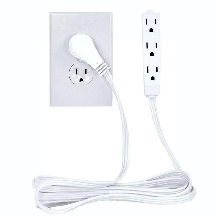 12 Feet White Heavy Duty 3 Outlet Indoor 13A Flat Plug Extension Cord The Wires Zone