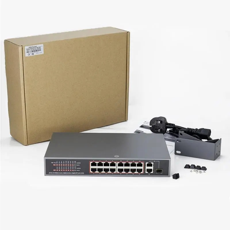 16 Port Unmanaged Fast Ethernet PoE Switch with 2 Gigabit Uplink Port and 1 SFP The Wires Zone