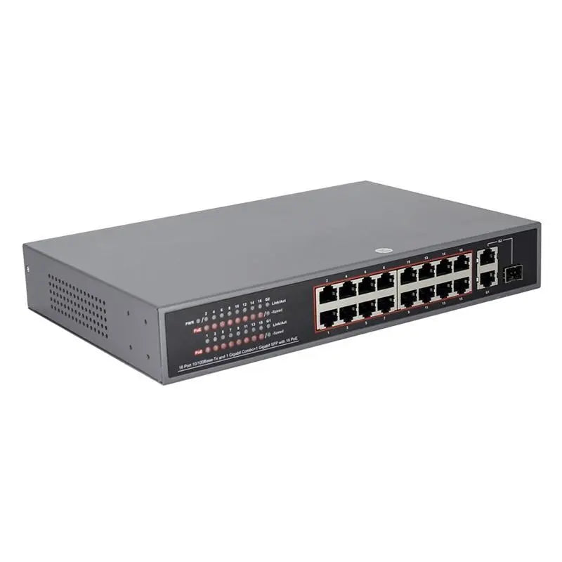 16 Port Unmanaged Fast Ethernet PoE Switch with 2 Gigabit Uplink Port and 1 SFP The Wires Zone
