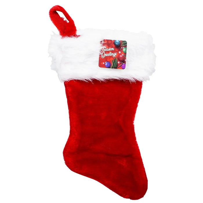 18"H Jumbo Christmas Stocking W/ Plush Trim Decoration with Hanging Loop The Wires Zone