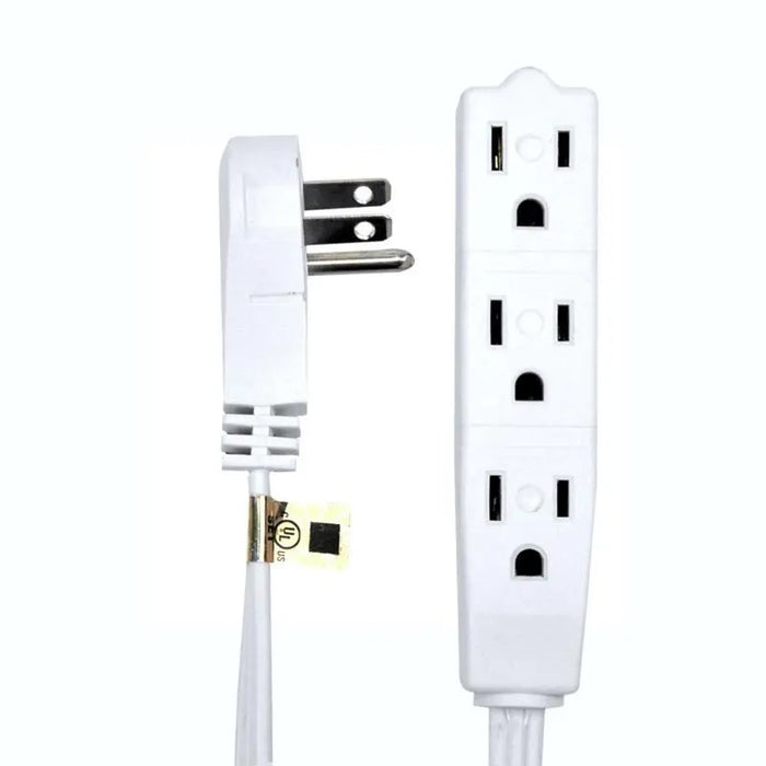 20 Feet White Heavy Duty 3 Outlet Indoor 13A Flat Plug Extension Cord The Wires Zone