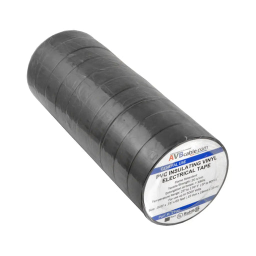 3/4" x 66' General Use Vinyl Electrical Tape Black The Wires Zone