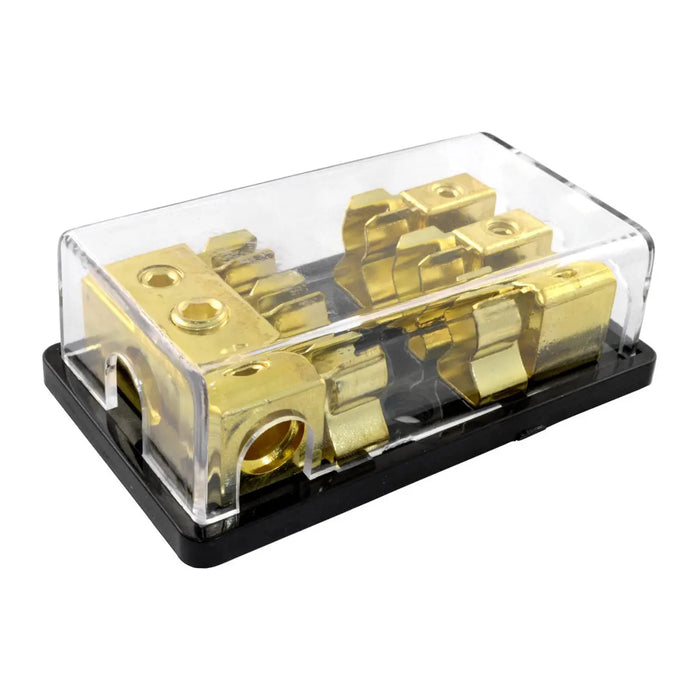 3 Positions Gold Plated AGU Fuse 4/8 Gauge Holder Distribution Block with Pack of 5 30-120 Amp Fuses The Wires Zone