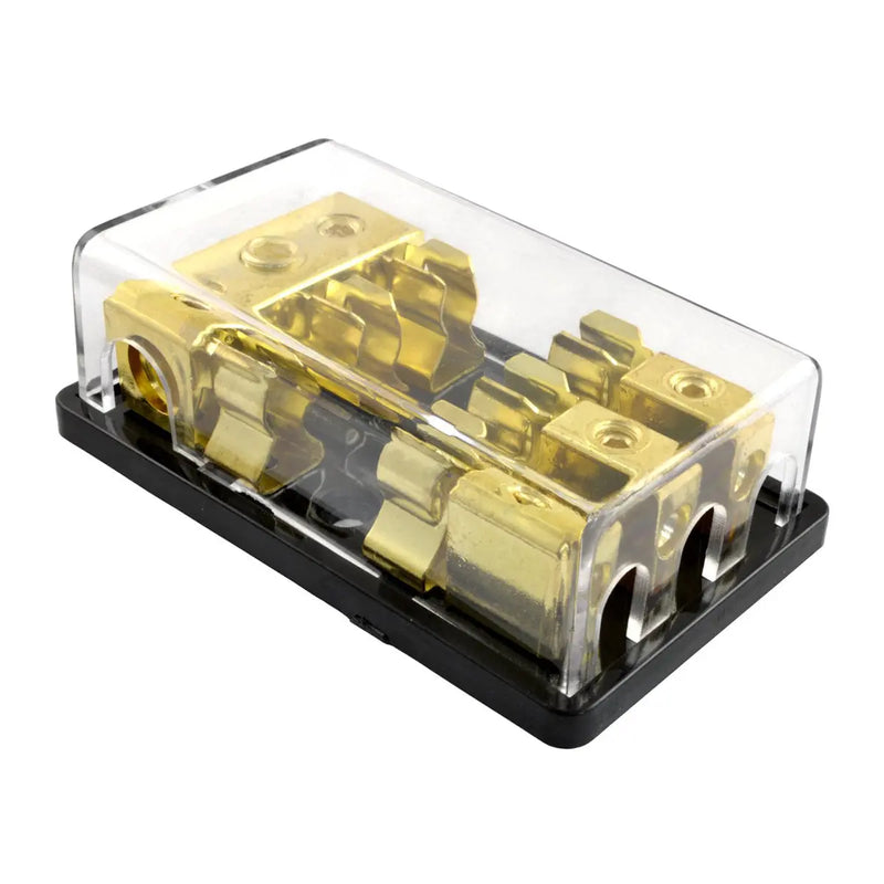 3 Positions Gold Plated AGU Fuse 4/8 Gauge Holder Distribution Block with Pack of 5 30-120 Amp Fuses The Wires Zone