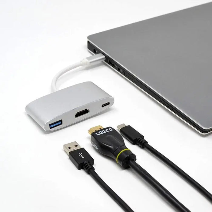 3-in-1 USB Type C Hub Adapter HDMI 4K-USB 3.0-USB Multi port Converter Logico