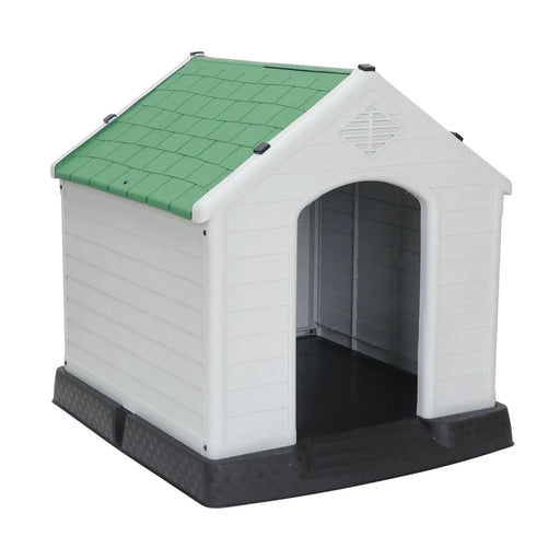 38.75" Dog House with Green Roof for Medium & Large Size Pets Weather Resistant The Wires Zone