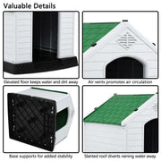 38.75" Dog House with Green Roof for Medium & Large Size Pets Weather Resistant The Wires Zone