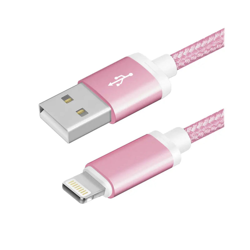 3ft Braided Lightning to USB A iPhone 5 6 7 8 plus X Fast Charge & Data Cable The Wires Zone