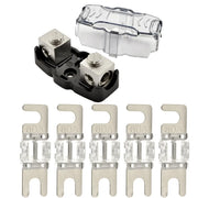 4-8 Gauge Nickel Plated Mini ANL Fuse Holder with 5 Pack Nickel Plated 60-200 Amp MANL Fuse The Wires Zone