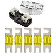 4-8 Gauge Nickel Plated Mini ANL Fuse Holder with 5 Pack Nickel Plated 60-200 Amp MANL Fuse The Wires Zone