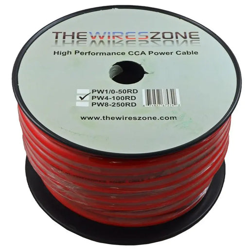 4 Gauge 100 Feet High Performance Amplifier Power Cable (Red) The Wires Zone