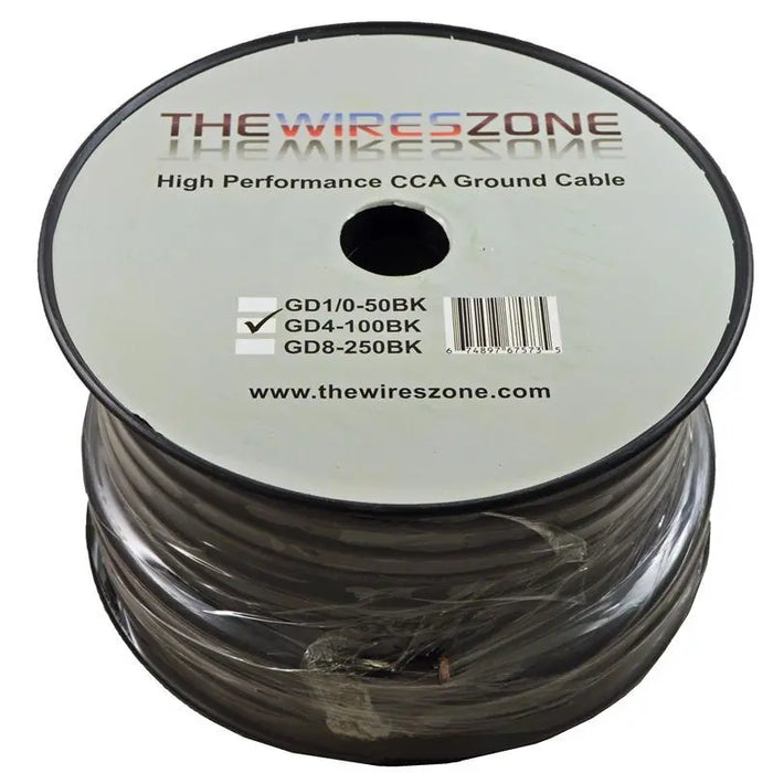 4 Gauge 100 Feet High Performance Amplifier Power/Ground Cable (Black) The Wires Zone