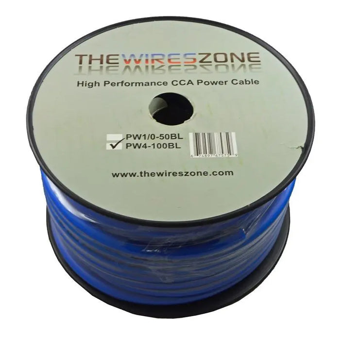 4 Gauge 100 Feet High Performance Amplifier Power/Ground Cable (Blue) The Wires Zone