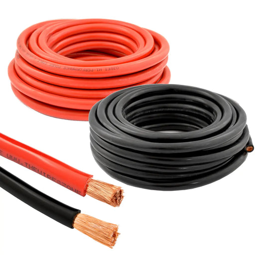 4 Gauge 25ft Red and Black OFC Ground Cable Oxygen-Free Copper Power Wire (4 AWG 25' Red / 25' Black) The Wires Zone