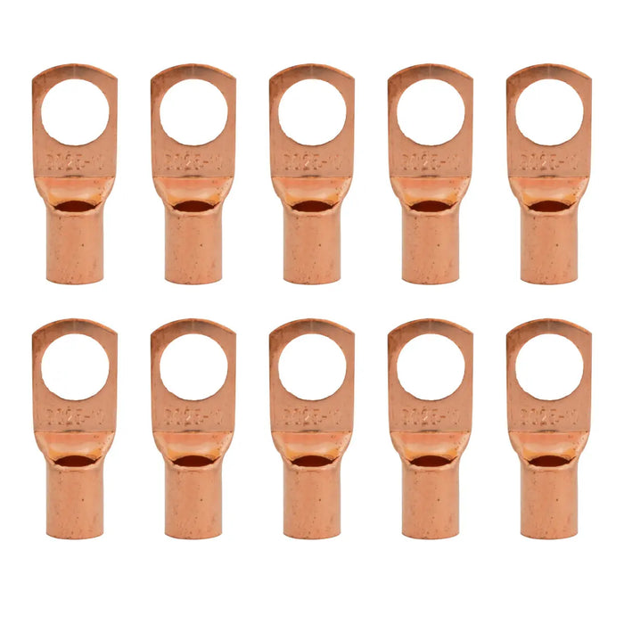 4 Gauge AWG Non-Insulated Pure Copper Lugs Ring Terminals Connectors 3/8" Inch Ring Size 10 Pack The Wires Zone