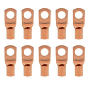4 Gauge AWG Non-Insulated Pure Copper Lugs Ring Terminals Connectors 5/16" Inch Ring Size 10 Pack The Wires Zone
