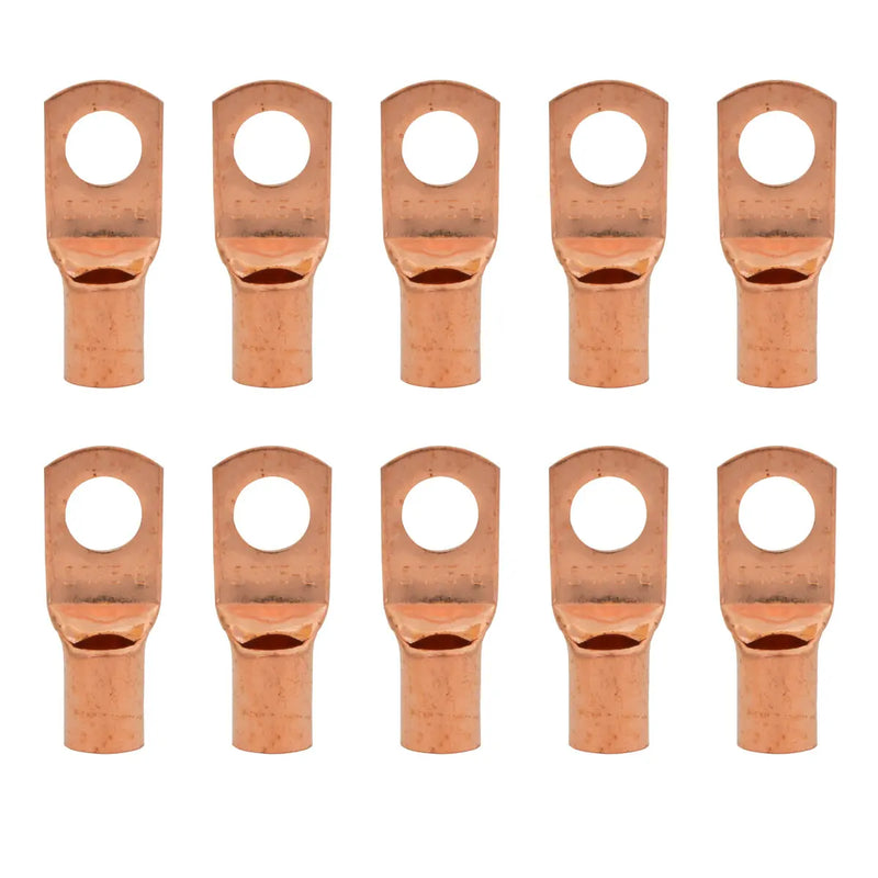 4 Gauge AWG Non-Insulated Pure Copper Lugs Ring Terminals Connectors 5/16" Inch Ring Size 10 Pack The Wires Zone