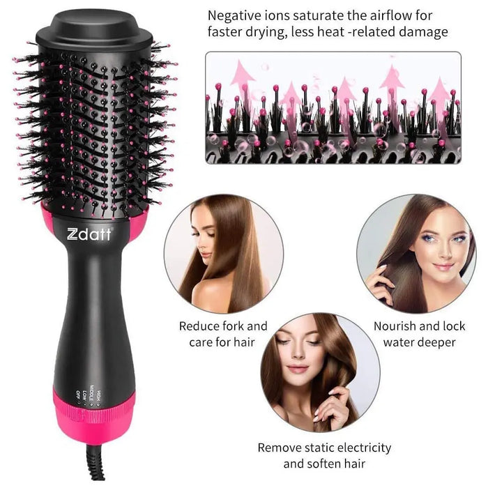 4-in-1 Hot Air Hair Brush & Volumizer Hair Styling for Straight & Curly Hair Others