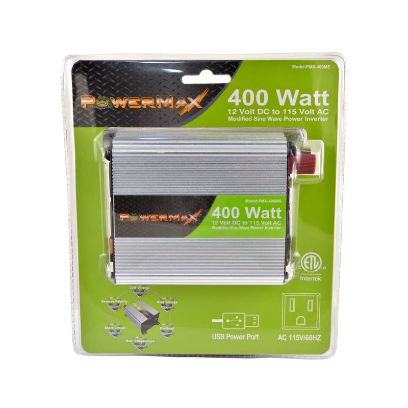 400W Power Inverter DC 12V to 110V AC Modified Sine Wave 2 Outlets Car Inverter with 2.1A USB Port PowerMax
