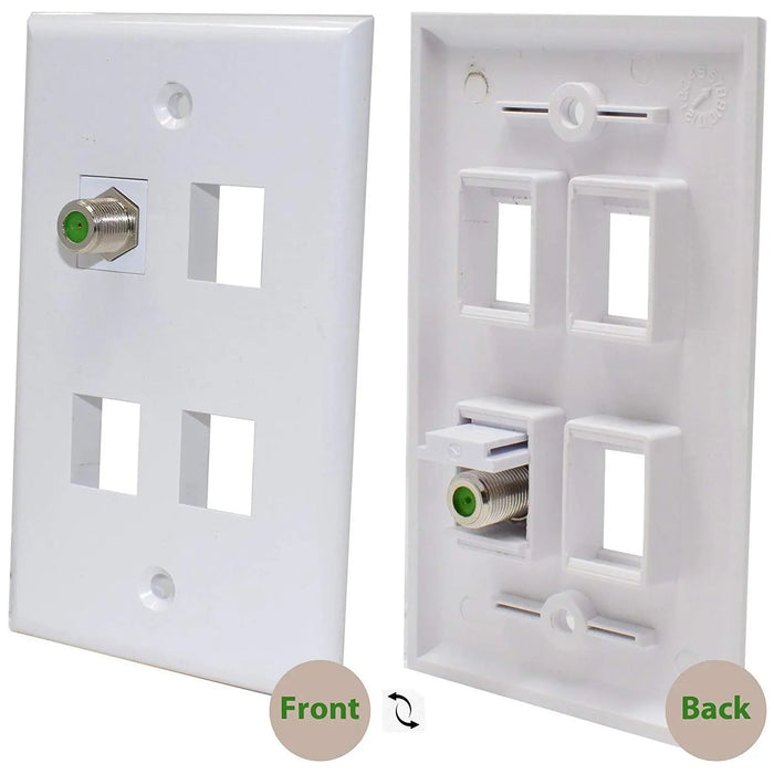 4G Technology White Snap-In F-Type Insert Keystone Jack Modular (5-50 Pack) The Wires Zone