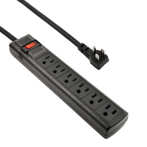 6 Outlet Power Strip with a Right Angle Plug Black The Wires Zone