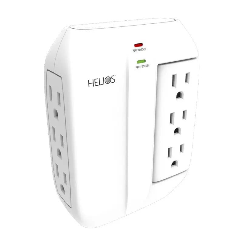 6 Outlet Wall Tap Surge Protector 450 Joules Swivel Side Sockets Helios