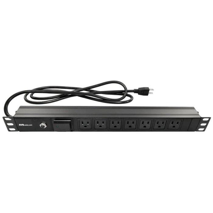7 Outlet Rack Mount Power (Surge Suppression) 2 Fronted Mount w/ 6FT Power Cord for Standard 19in Rack Black The Wires Zone