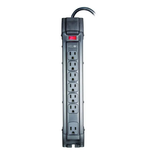 7 Outlet Surge Protected Metal Case Power Strip 900 Joules 6ft Flat Plug with Led Switch Helios