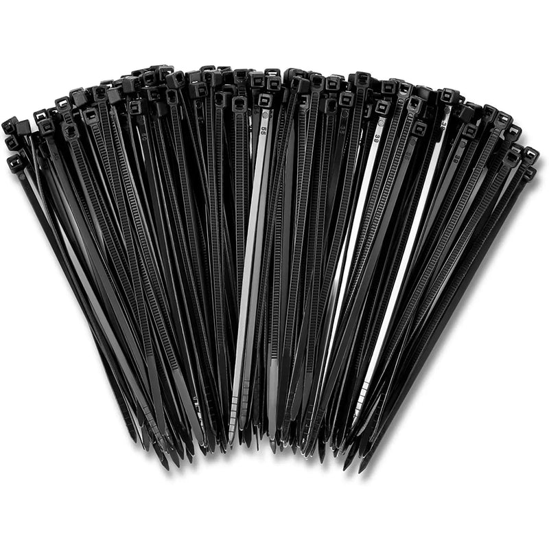 8" Black Zip Ties Cable Nylon Wrap 50 lbs Tensile Strength for Indoor Outdoor (100-1000 Pack) The Wires Zone