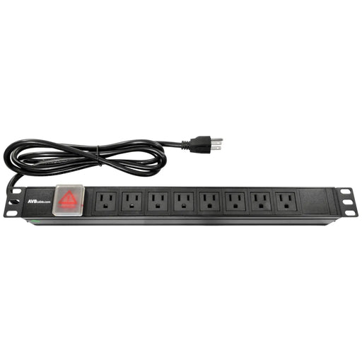 8 Outlet Rack Mount Power Strip (Surge Suppression) 2 Front Mount w/ 6FT Power Cord for Standard 19in Rack Black The Wires Zone