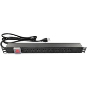 8 Outlet Rack Mount Power Strip (Surge Suppression) 2 Front Mount w/ 6FT Power Cord for Standard 19in Rack Black The Wires Zone