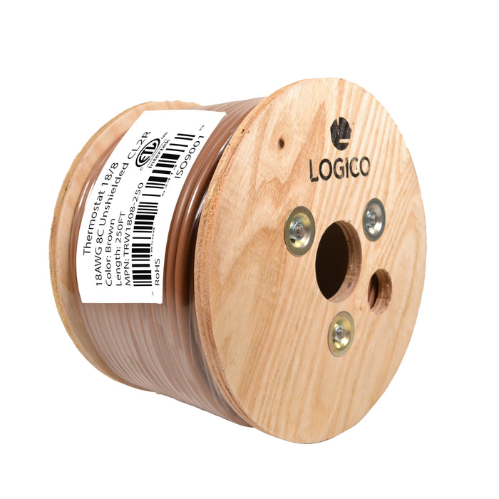 Logico TRW1808-250 18/8 Thermostat Wire 18 Gauge Solid Copper CMR Heating HVAC AC Cable 250FT