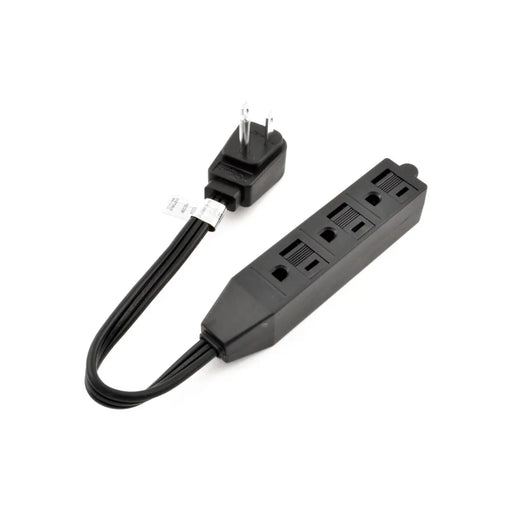 8FT Heavy Duty 3 Outlet Extension Cord UL Listed Flat Right Angle Plug Black The Wires Zone
