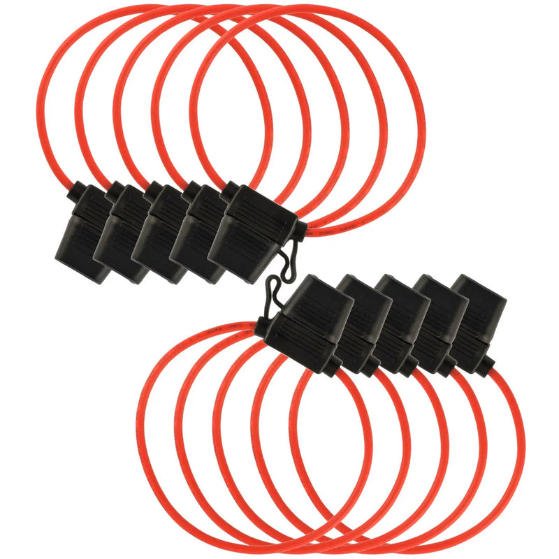 ATC Fuse Holder 12 Gauge Red Waterproof with Cover Package of 10 The Wires Zone