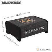 Alphasonik AS10DF 10" 1200 Watts 4-Ohm Down Fire Shallow Mount Flat Enclosed Subwoofer Alphasonik