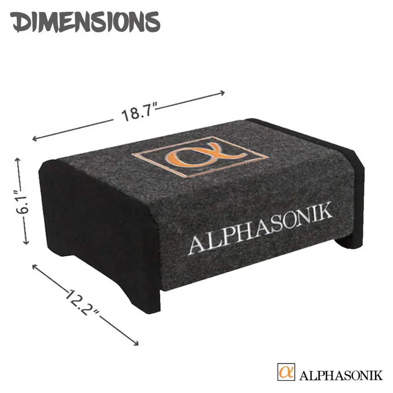 Alphasonik AS10DF 10" 1200 Watts 4-Ohm Down Fire Shallow Mount Flat Enclosed Subwoofer Alphasonik